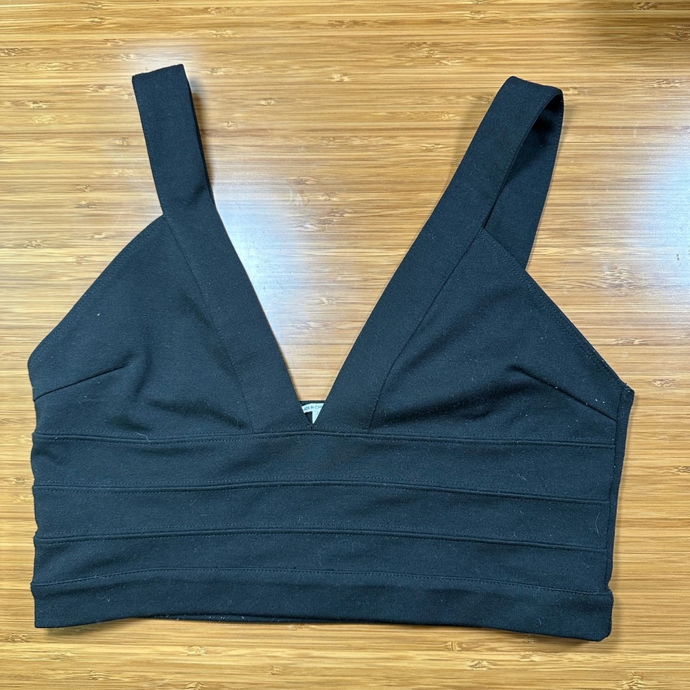 Urban Outfitters Black V-Neck Crop Top